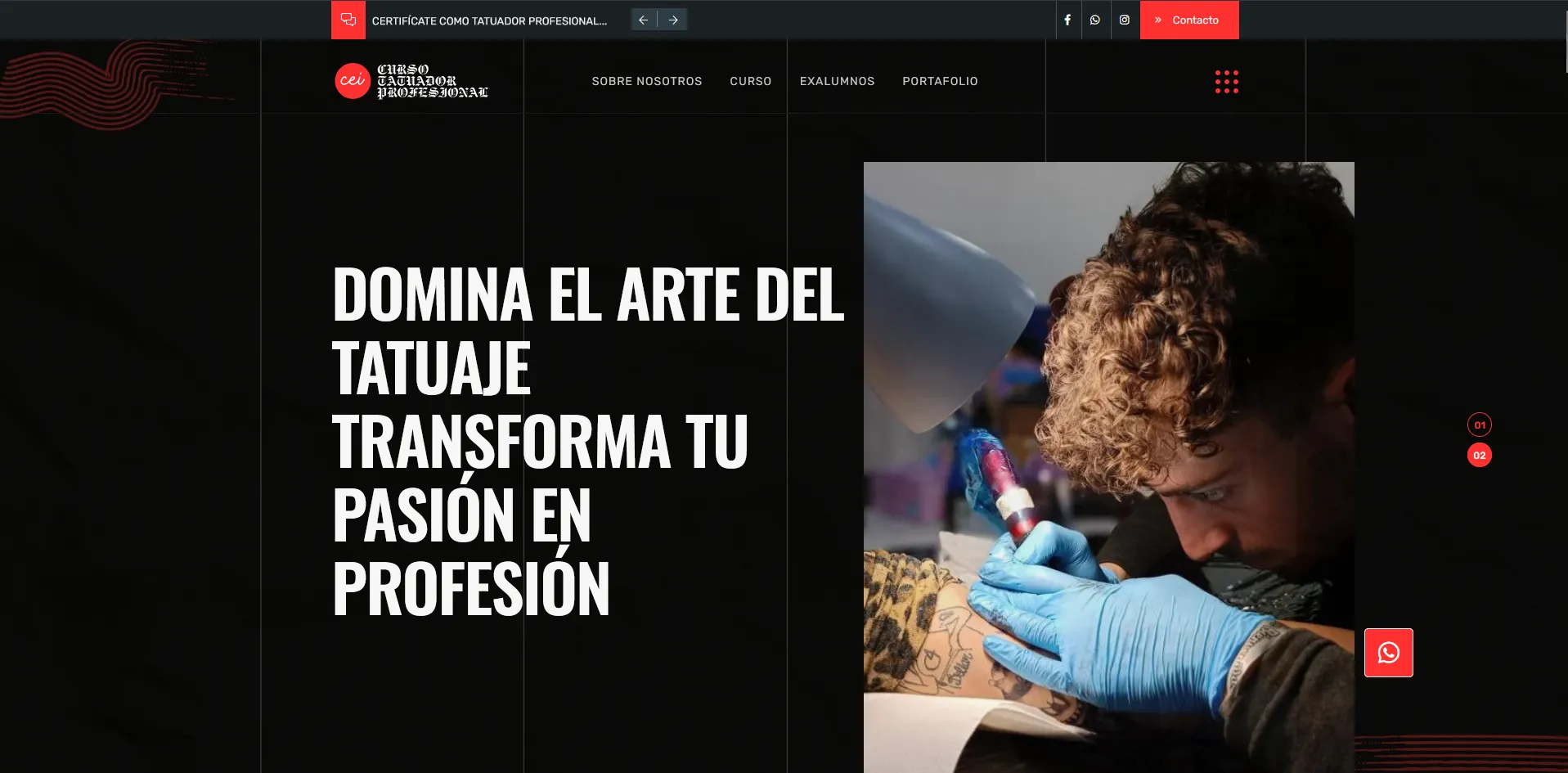 Captura del proyecto Curso tatujes Granada